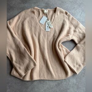 Treasure & Bond V-Neck Ribbed Sweater - Tan